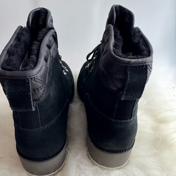 NEW UGG Birch Waterproof Black Suede Wool lined Wedge boots with box Sz.38/8 - Picture 7 of 11